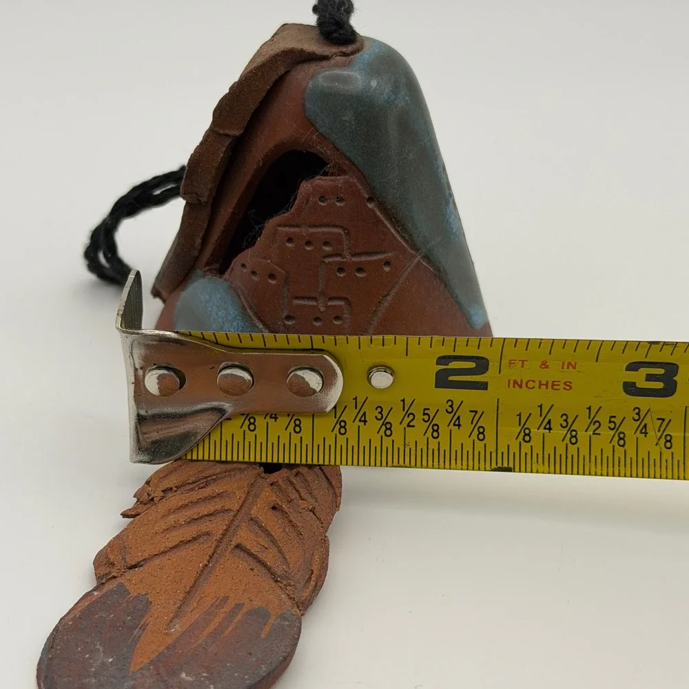 Southwestern Pueblo Clay Bell Ornament Terracotta Feather‎ Native Style Decor